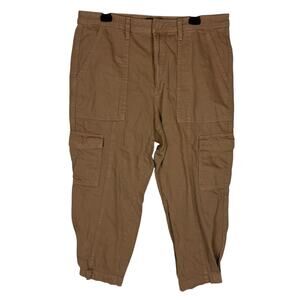 Banana Republic Pants Womens 16 Brown Cotton High-Rise Cargo Capri Flat Front